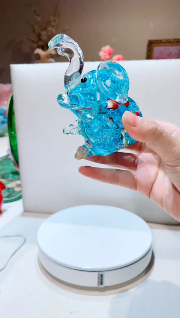 【闪购商品】琉璃手工艺品蓝色大象