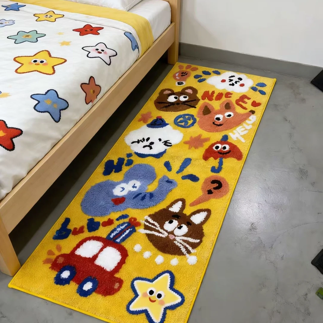 儿童房动物派对地垫卧室床边毯房间地垫可机洗60*150cm