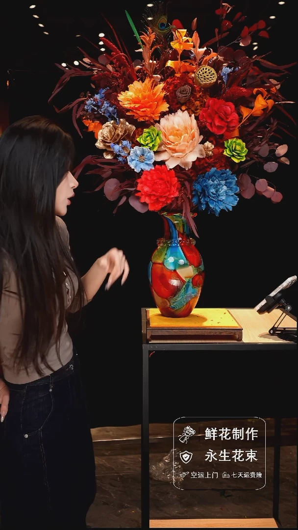 手工艺品琉璃手工花器花束空运包邮送货上门-以图片为准