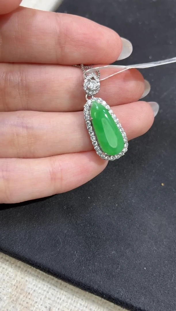 吊坠(不含链)银S925镶嵌翡翠福瓜