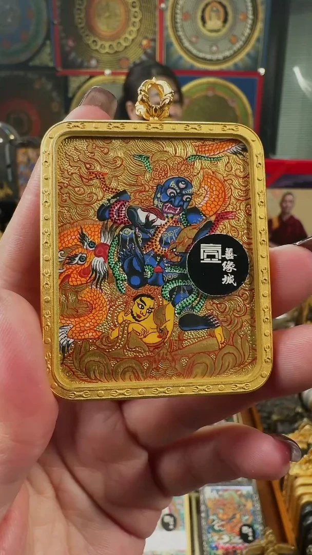吊坠壹善缘城手绘唐卡黑C