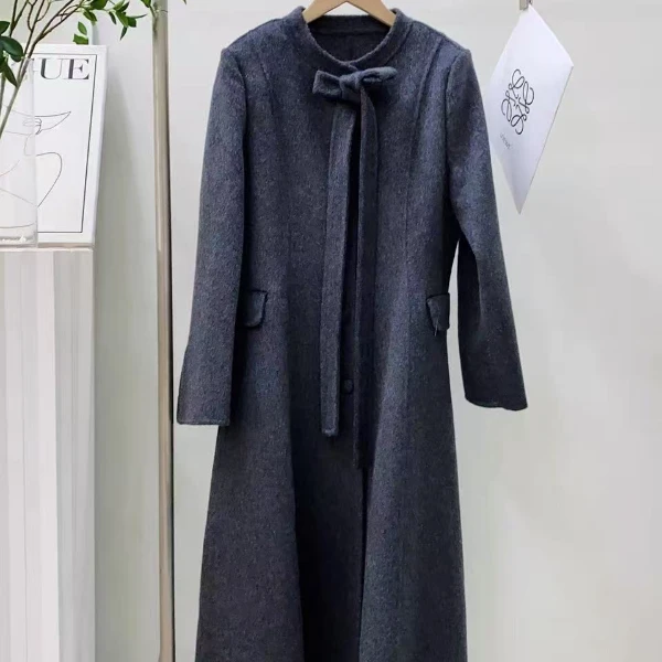 【缎灰蝶梦】YR005冬季新款韩系翻领短款设计收腰毛袖呢