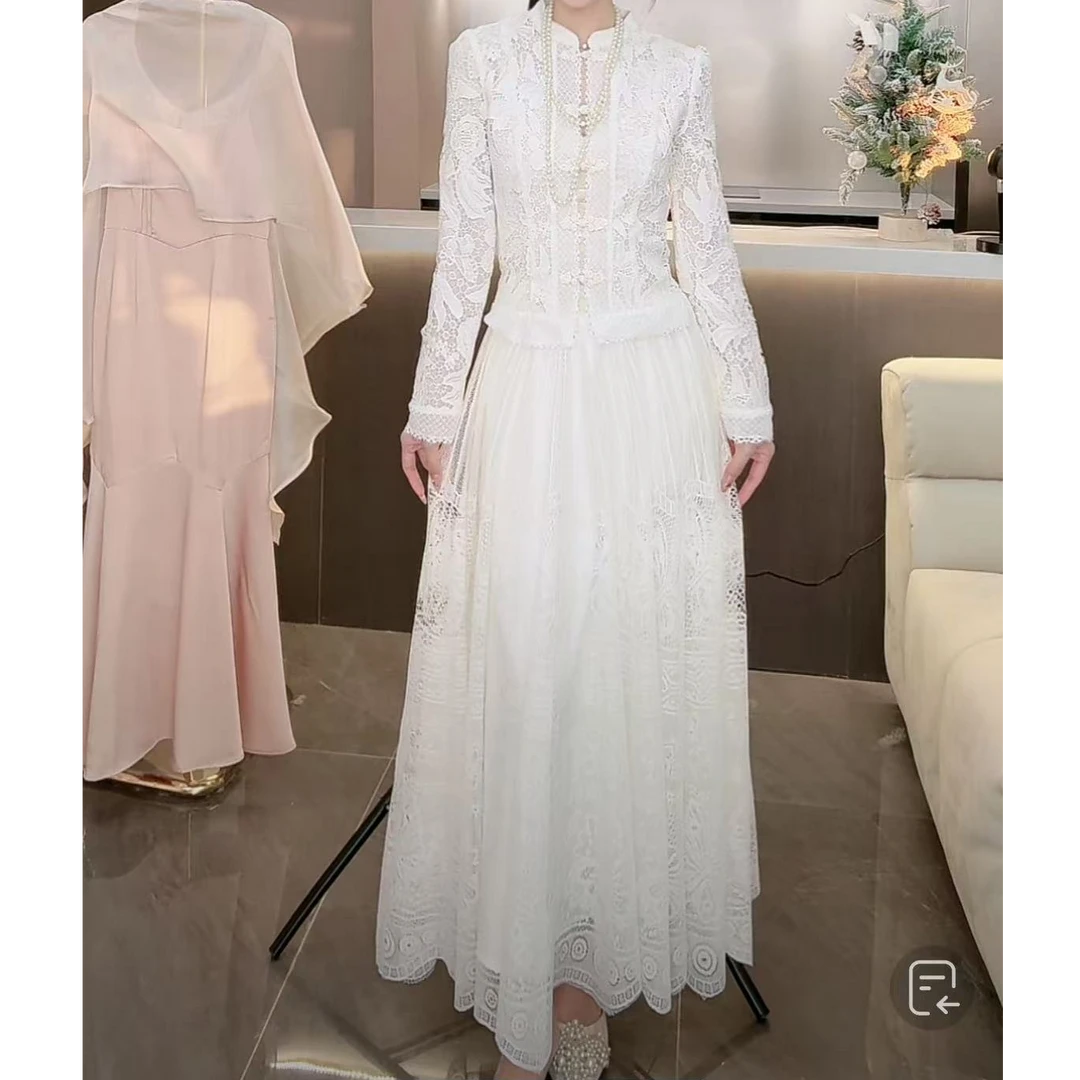 【婉婉定制】套装预CDW5TZ2452A蕾丝显瘦气质公主长袖白色夏季法式