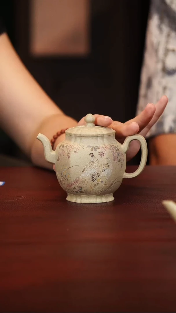 茶壶紫砂江花宫灯紫砂壶170cc