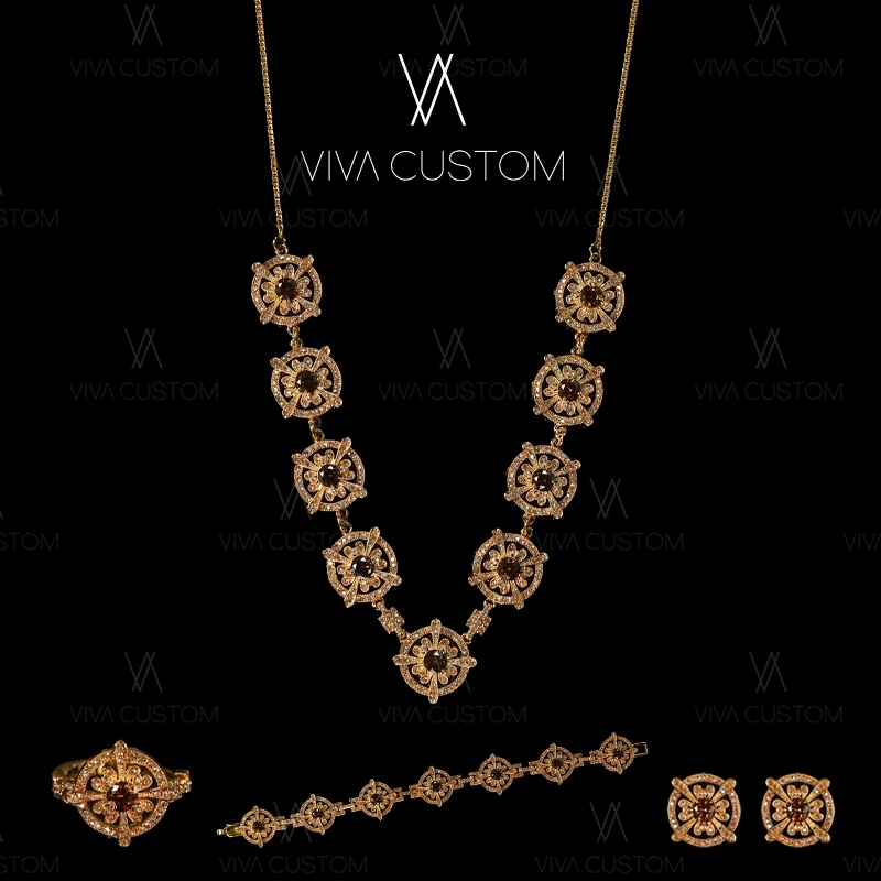 铜合金合成锆石耳饰 【静子美汇】（精工系列）精致典雅花开朵朵套装