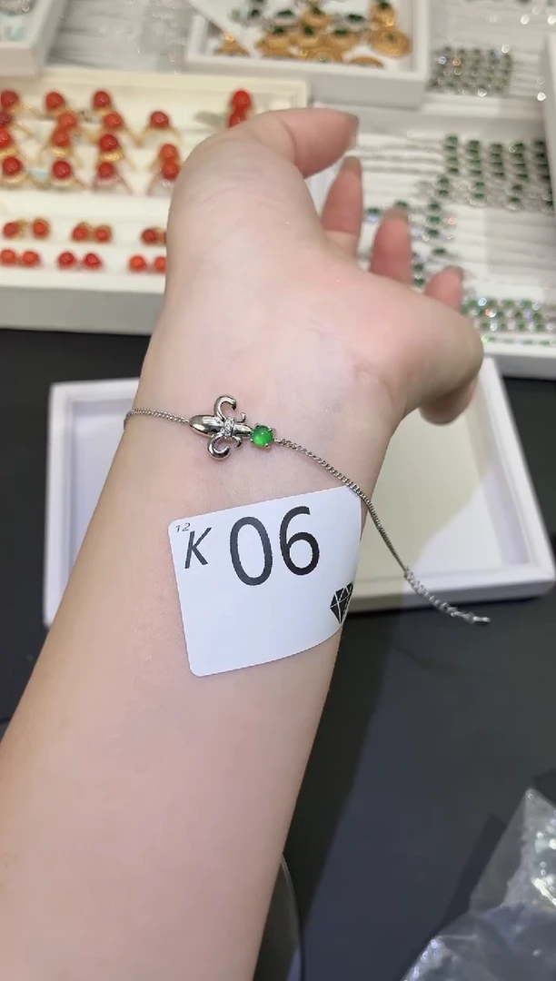 银S925镶嵌手链翡翠多样性发一K06