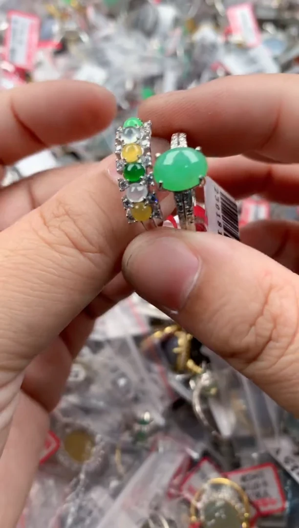 银S925镶嵌戒指翡翠11  11    7