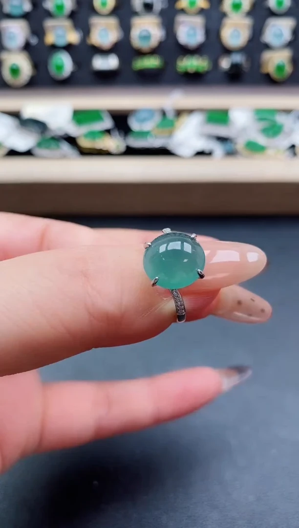 银S925镶嵌戒指翡翠1