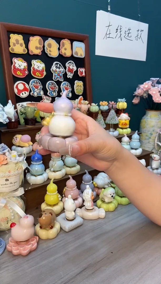 摆件陶紫色葫芦景德镇陶瓷摆件1个装
