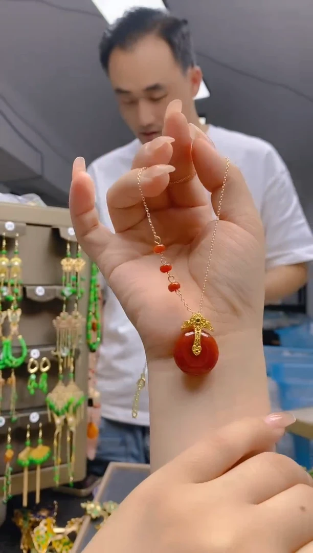 翡翠合金耳饰167翡翠锁骨链