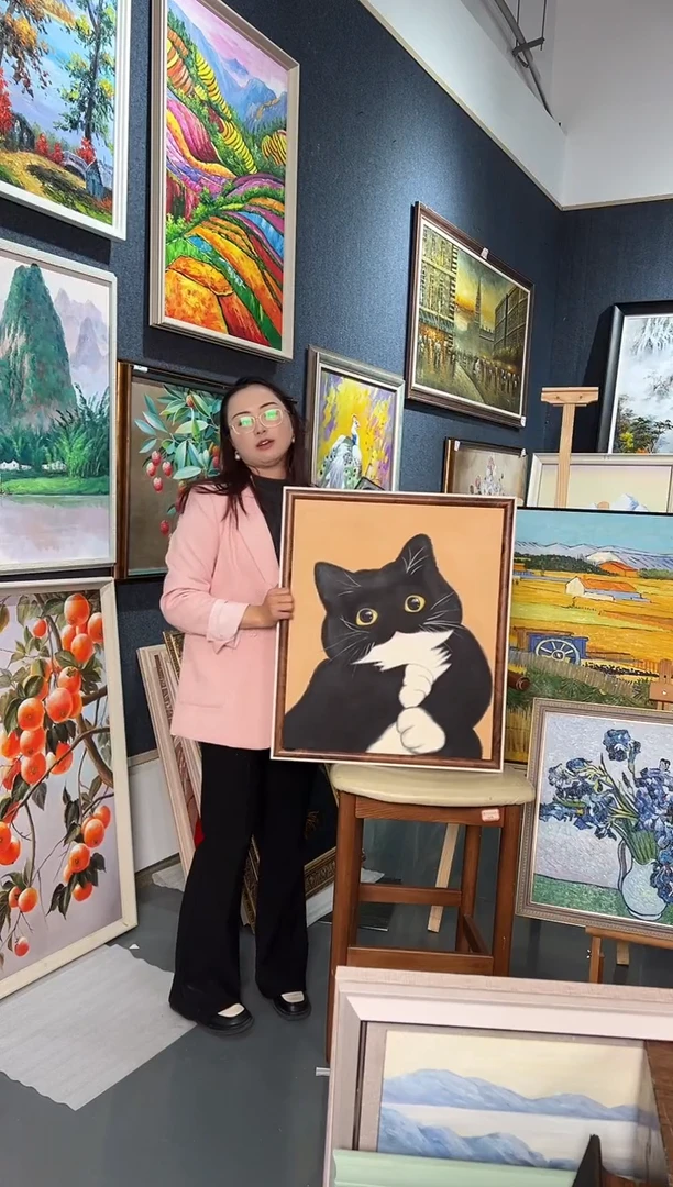 【闪购商品】油画88号 50*60 小猫-手绘油画