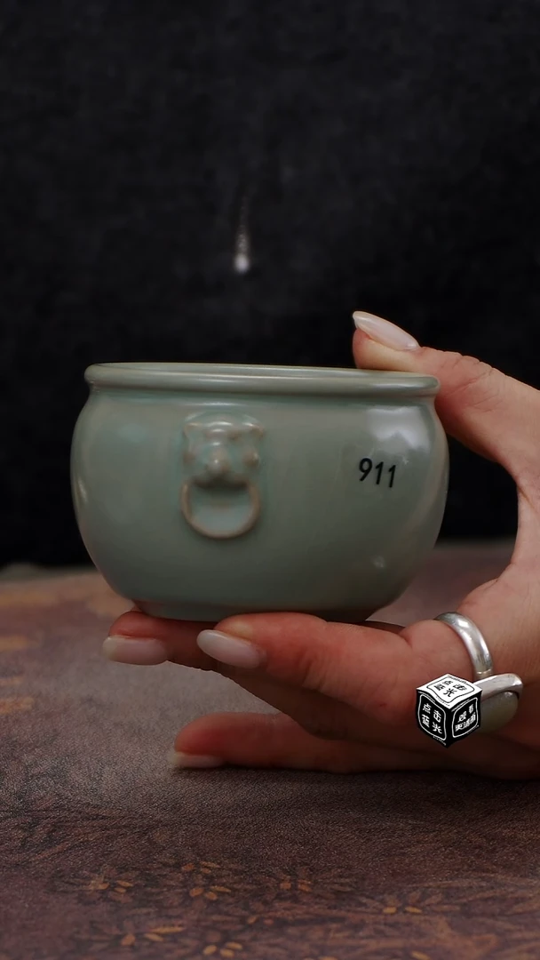 瓷片911虎头缸杯130cc 匠工款君绿釉