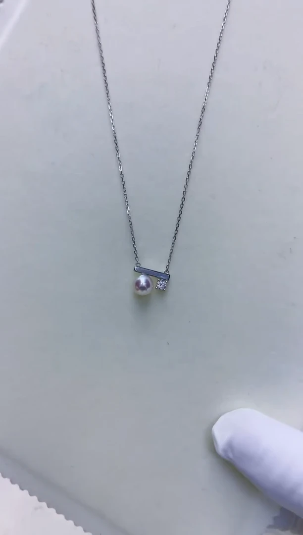 【闪购商品】海水珍珠饰品银S925镶嵌平衡木套链·银色