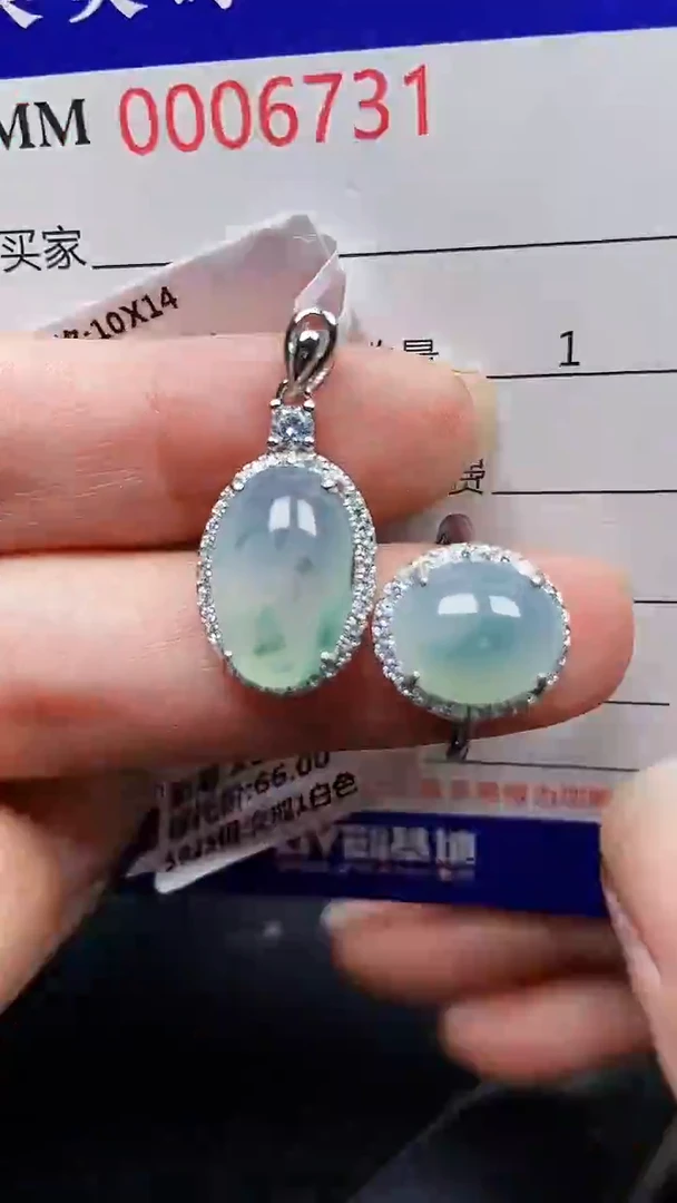 颈饰银S925镶嵌翡翠6731