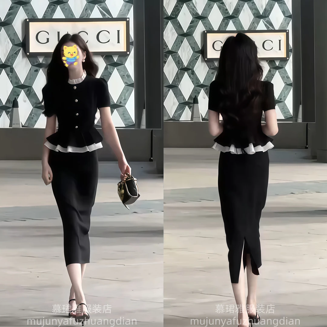 气质假两件高端名媛连衣裙女2025夏季新款修身时尚高级别致长裙子