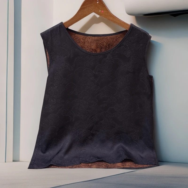 696【云锦坊】新款背心通勤打底重磅古法修身缂丝提花双面穿背心