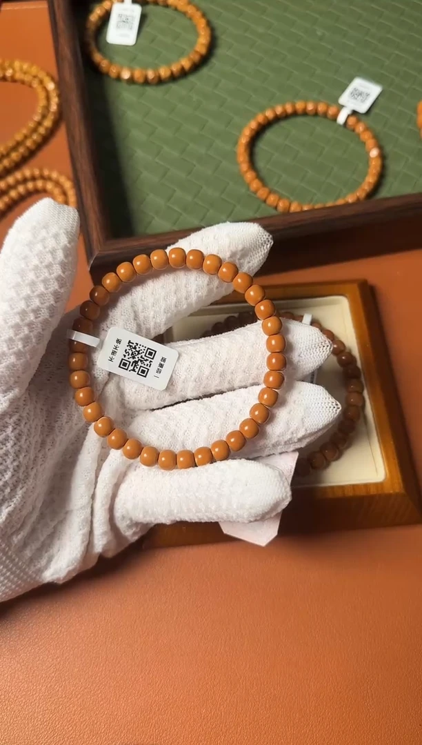 手串橄榄核6.9mmS级老挝核尖老型单圈 三花 微白 高油高密