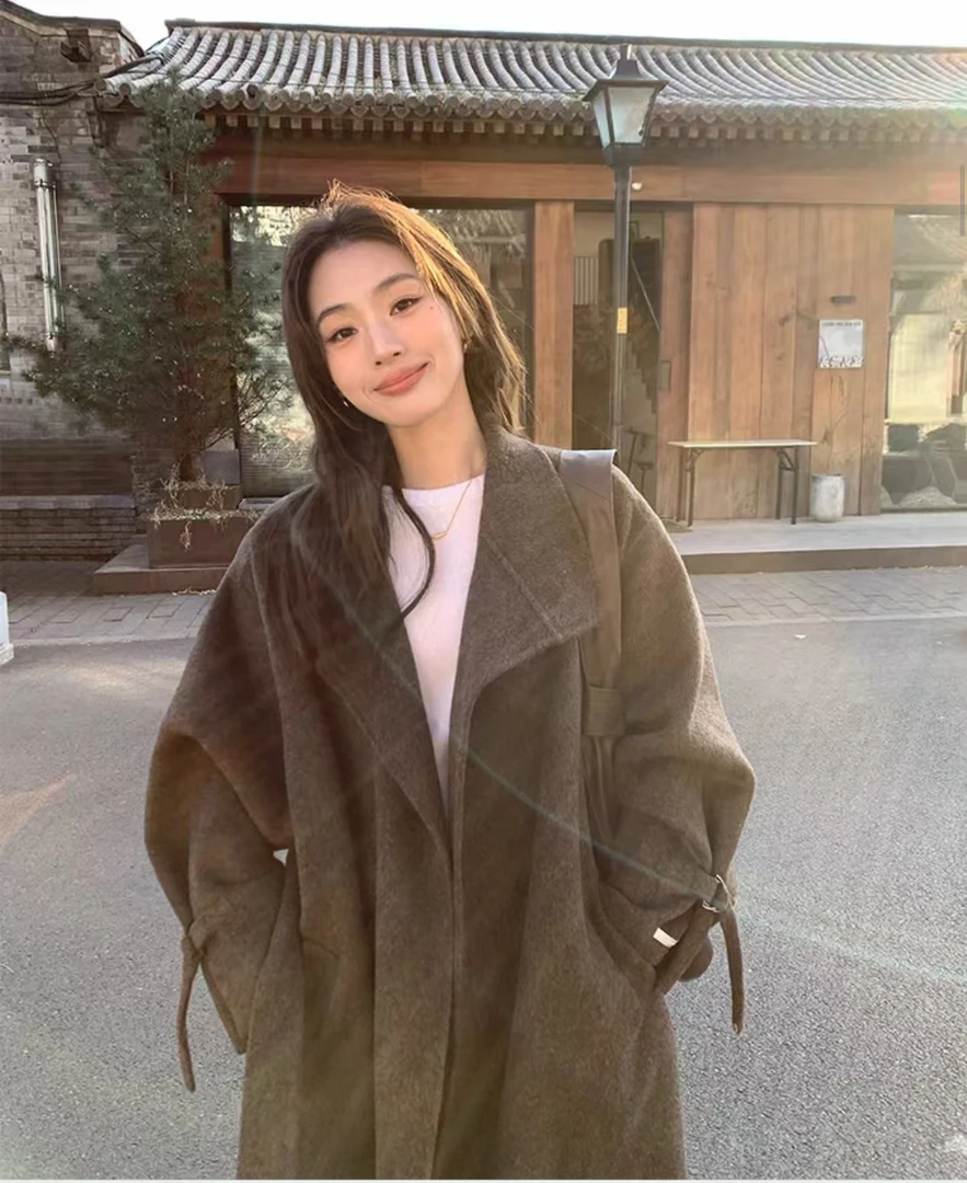 【KAIROS新.澳毛CK】设计高级复古宽松中长款羊毛大衣立领大衣20263