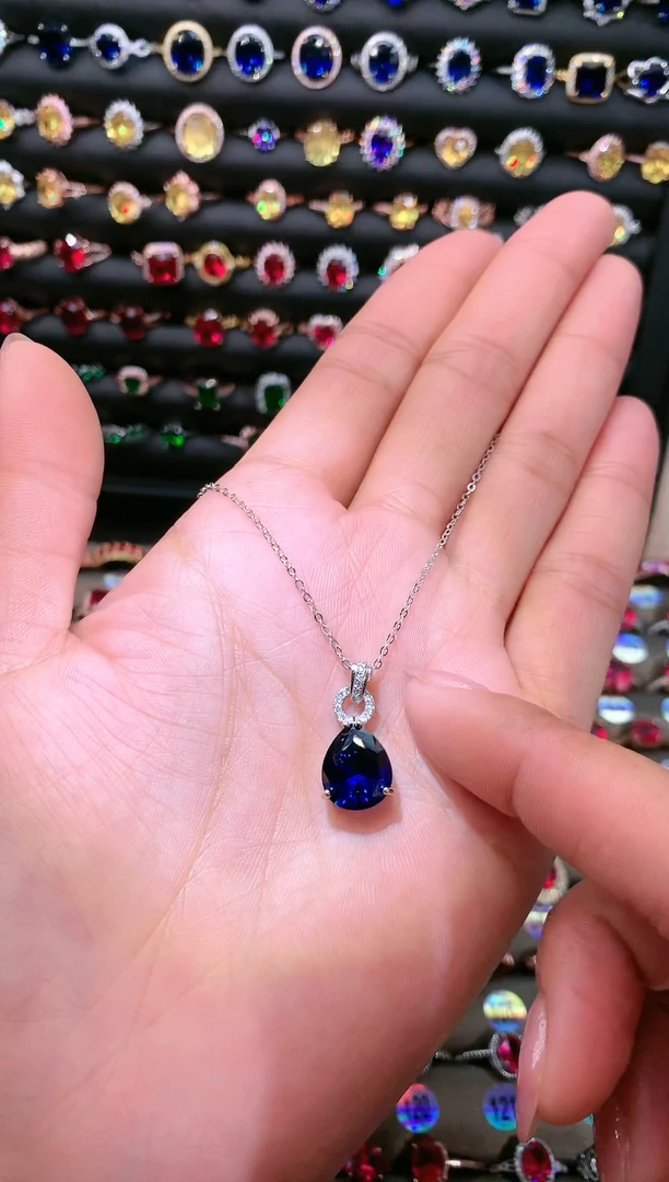 【闪购商品】蓝宝石吊坠(赠链)银S925镶嵌1