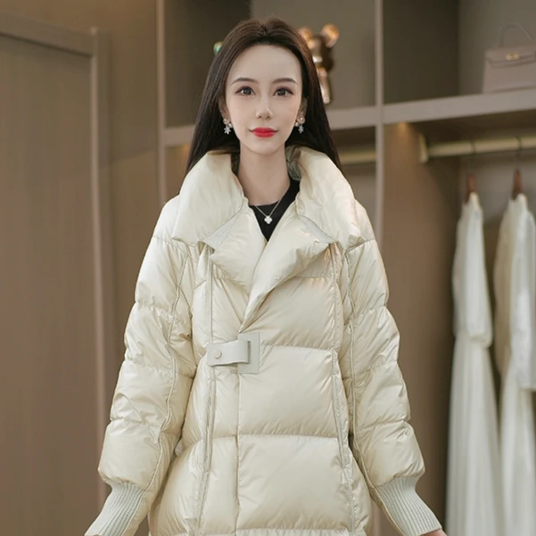 新款气质冬季宽松加厚保暖高端轻奢洋气白鸭绒羽绒服M-2XL