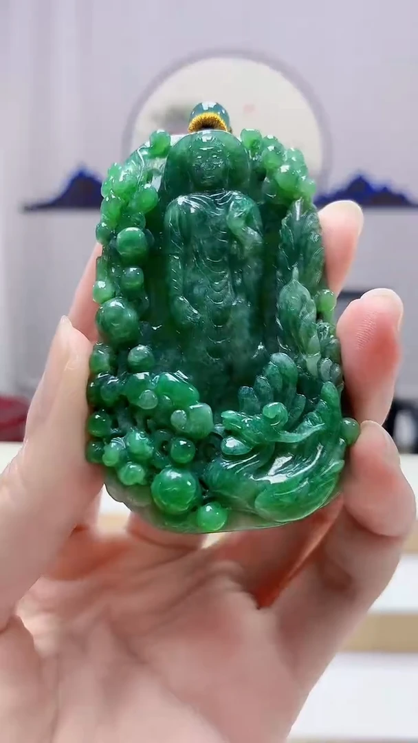 未镶嵌定制翡翠4688zm-毛货赠珠链挂件108