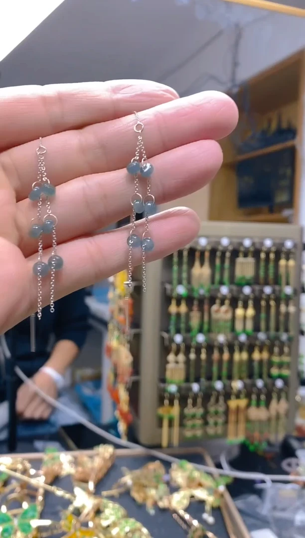 【闪购商品】翡翠耳饰银S925镶嵌251翡翠耳线