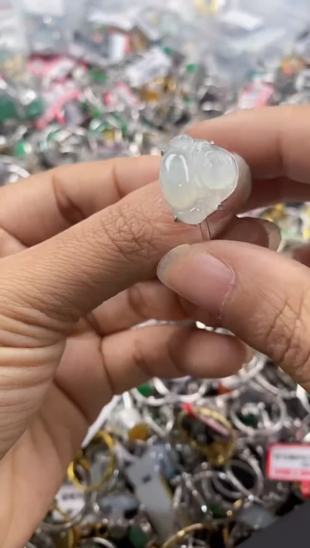 银S925镶嵌戒指翡翠10                 10