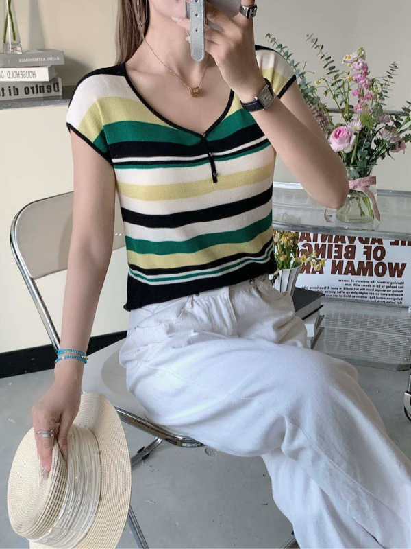 夏季女装短袖针织百搭套头上衣显瘦打底衫T恤FH5202