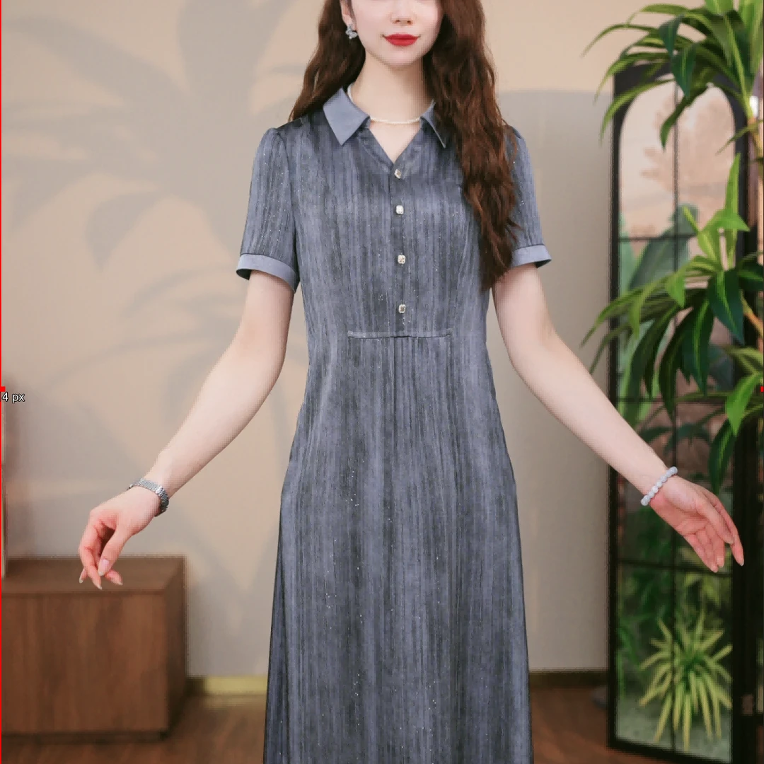 【JJ直播专享】桑蚕丝真丝裙子女夏季2025新款中式温婉风显瘦连衣裙