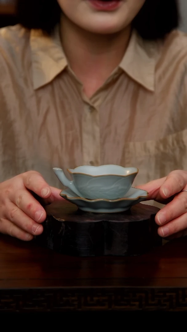 杯洛*玉棠杯1+菱瓣杯托1组合