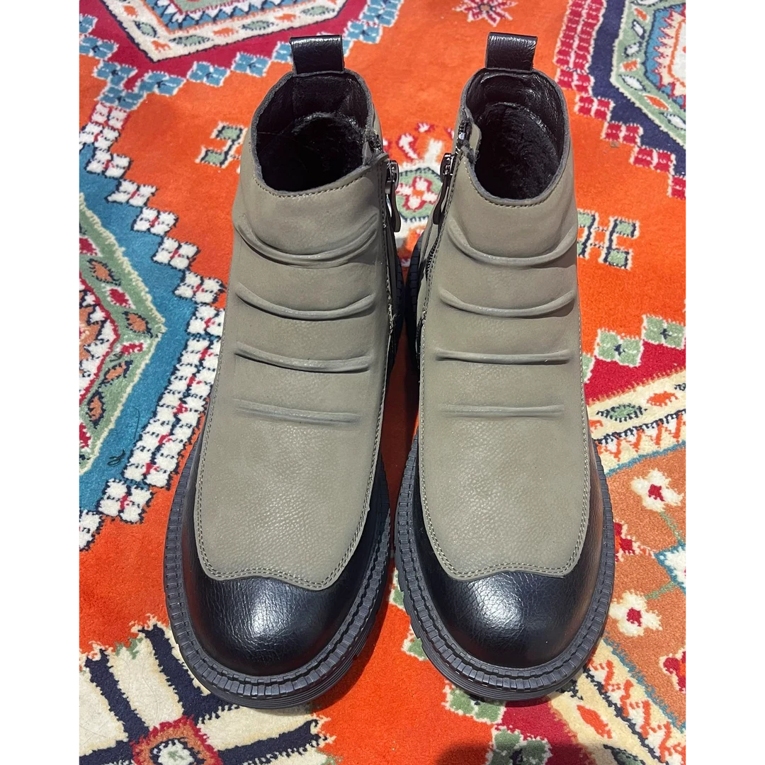 马丁靴男春季新款男士短靴中帮皮鞋英伦风厚底增高休闲高帮皮靴子