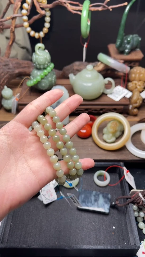 手串未镶嵌和田玉卡8吐拉牧场 圆珠有瑕疵多样性发一