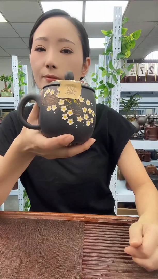 宜兴原矿紫砂全手工盖杯不变色