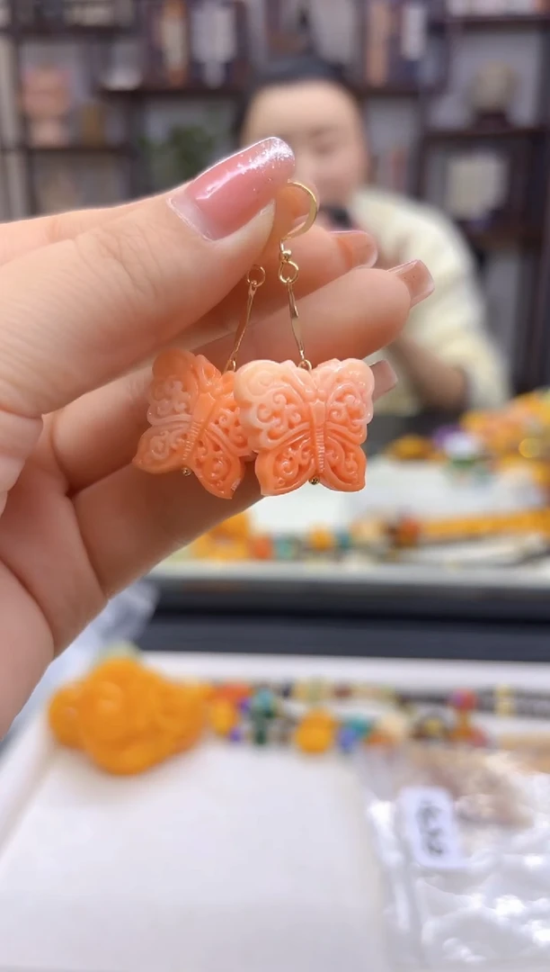 【闪购商品】玛瑙/玉髓耳坠14K金镶嵌E530