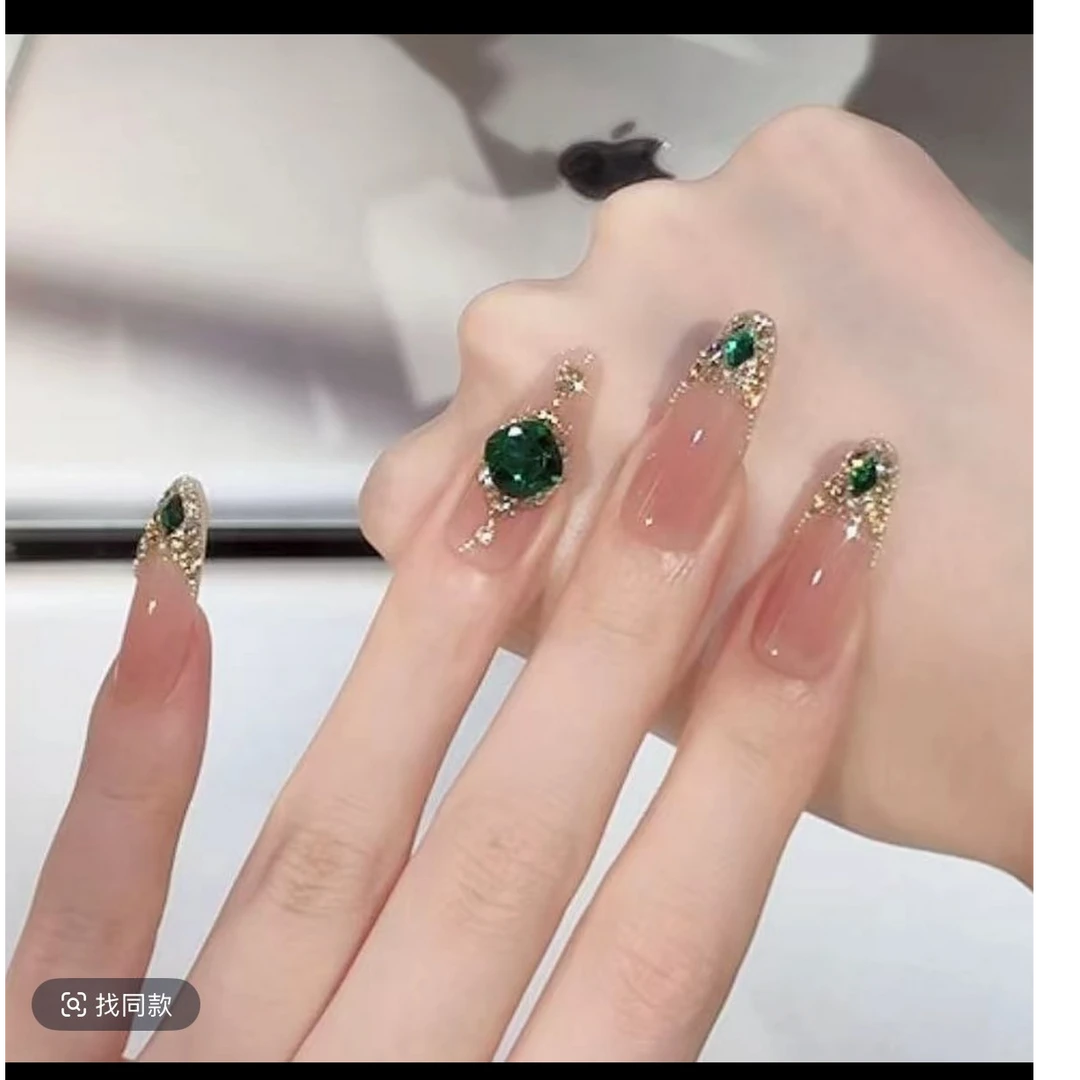 【翡翠扶摇】轻奢美甲手工穿戴甲猫眼显白