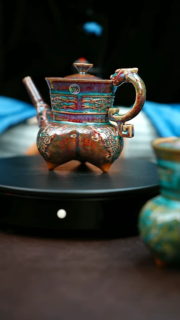 378#原矿钧瓷炉钧釉仰韶壶