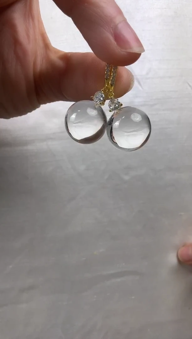 银S925镶嵌耳环水晶天然