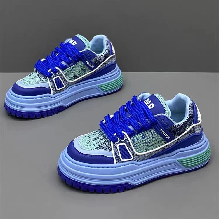 欧洲站男鞋2025秋季新款布面休闲鞋耐磨厚底增高板鞋刺绣网红潮鞋