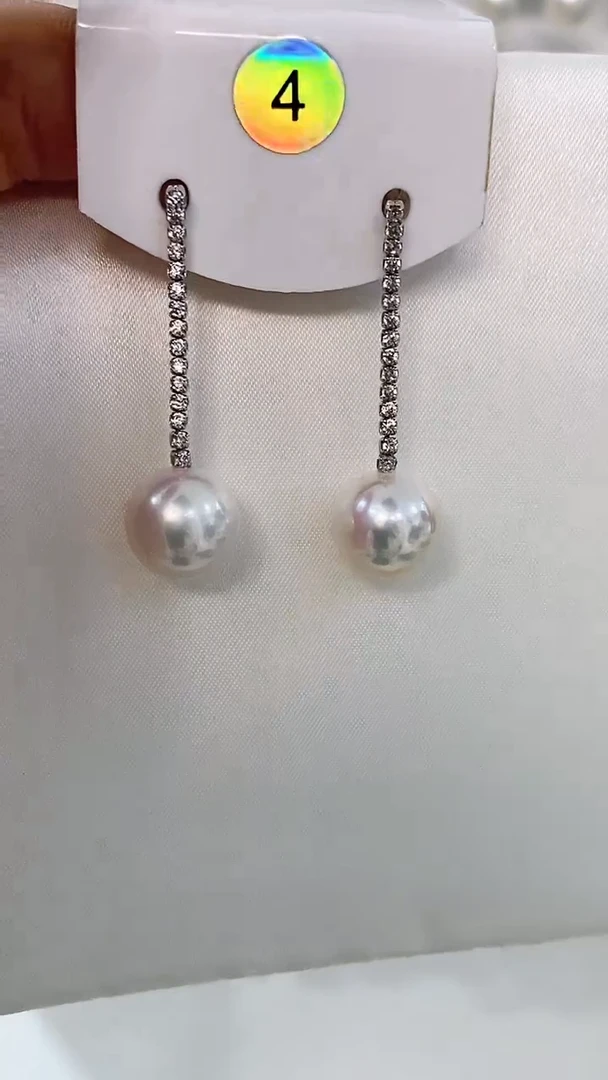 【闪购商品】淡水珍珠耳饰银S925镶嵌11-12mm满钻款耳饰