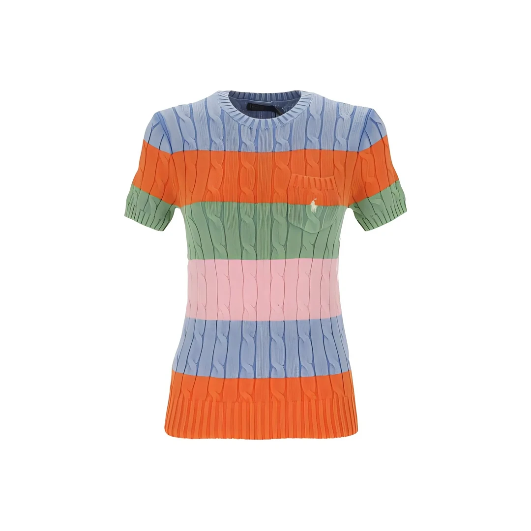 全新未使用 POLO RALPH LAUREN 拼色套头圆领短袖毛衣 女款 多色