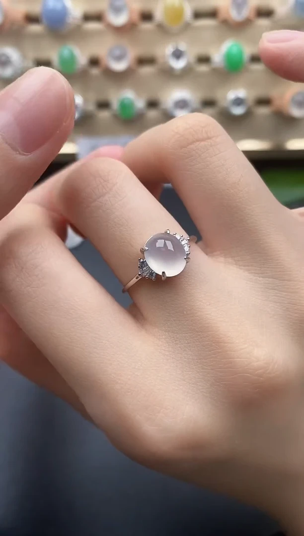 翡翠戒指银S925镶嵌一物一证一礼盒