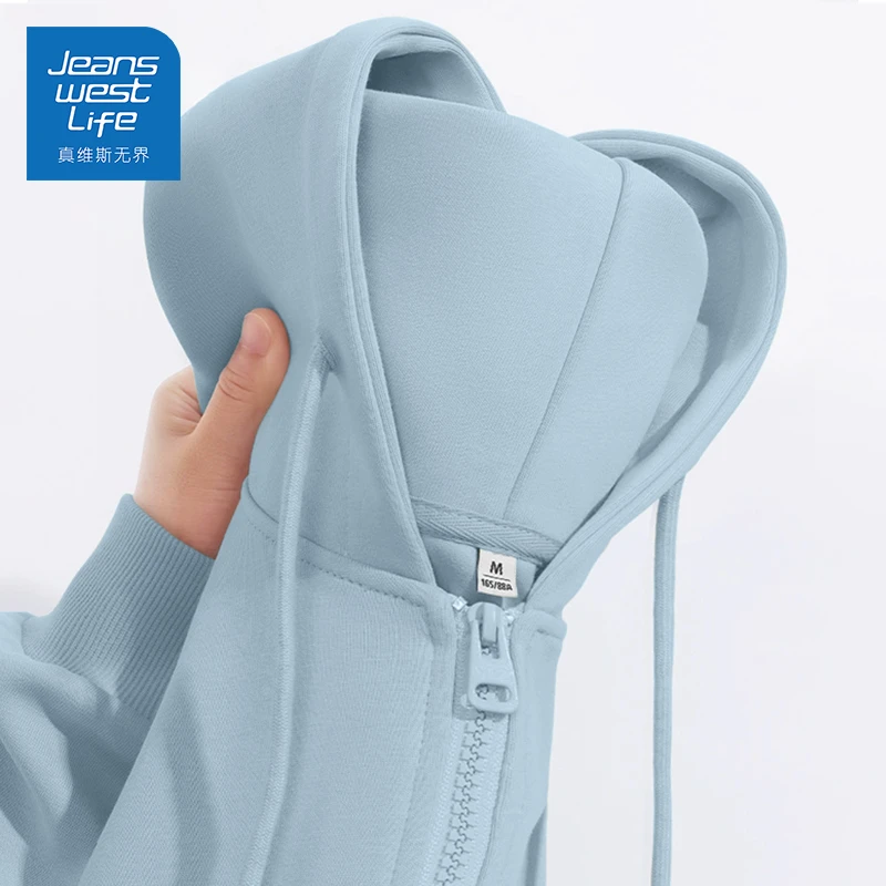 真维斯无界连帽卫衣女2025新款秋季韩版时尚上衣小众设计宽松外套