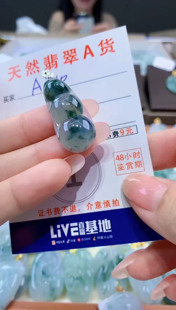 颈饰18K金镶嵌翡翠天然翡翠A货挂件