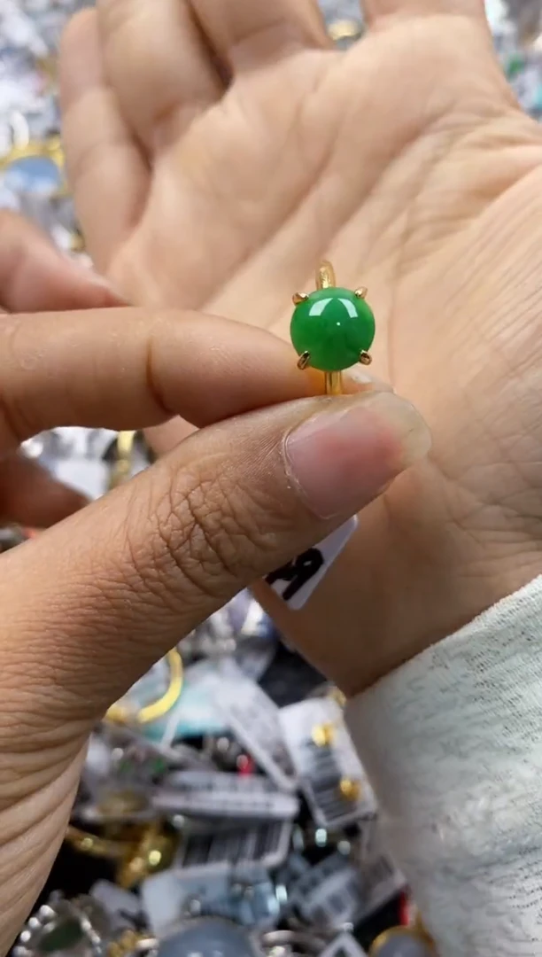 银S925镶嵌戒指翡翠6666----3