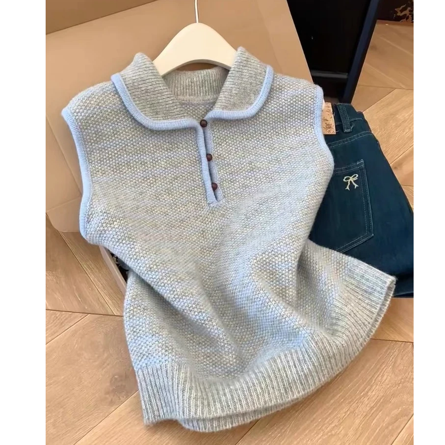 认准品质原版高货针织马甲背心女秋冬宽松叠穿无袖坎肩外搭上衣