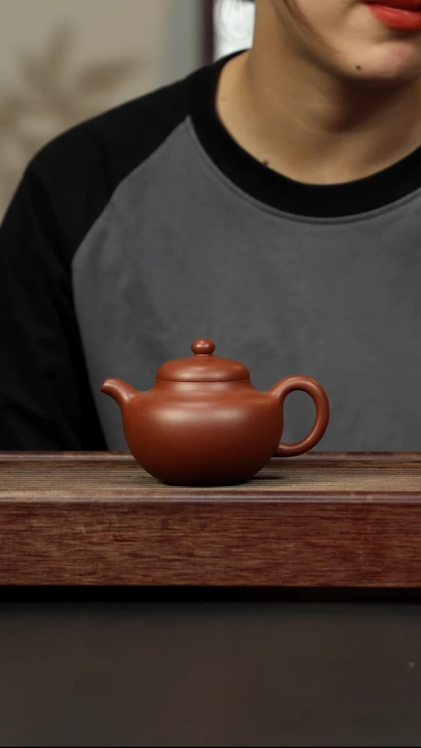 紫砂茶壶超矿标底槽清 柿圆