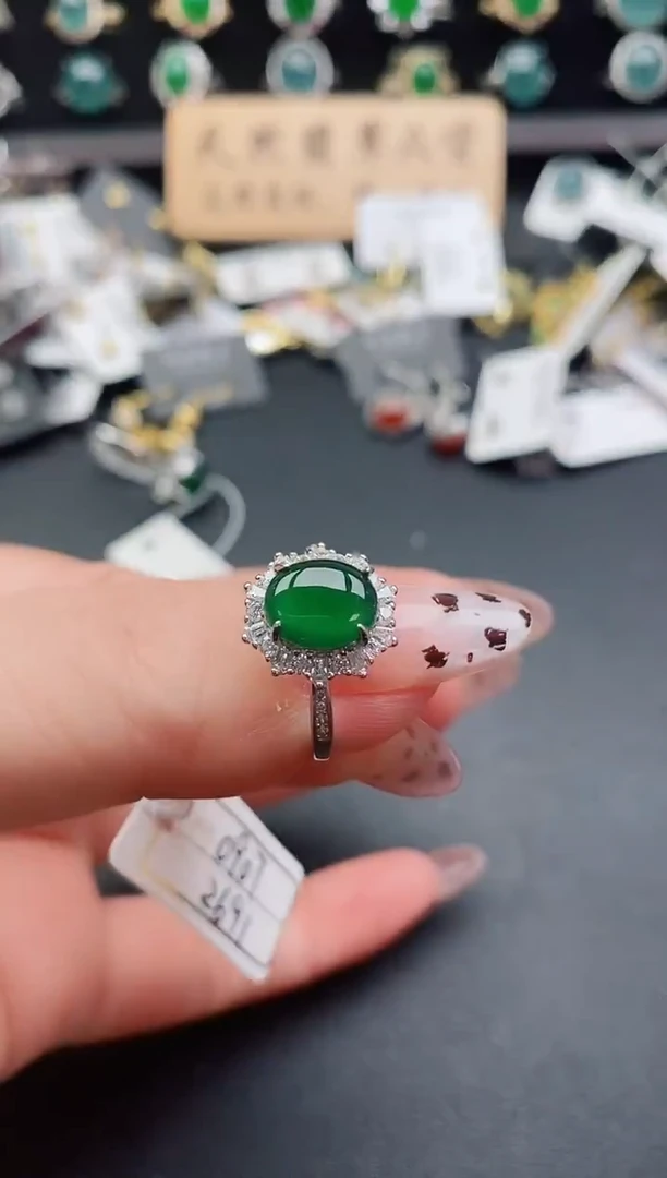 银S925镶嵌戒指翡翠1