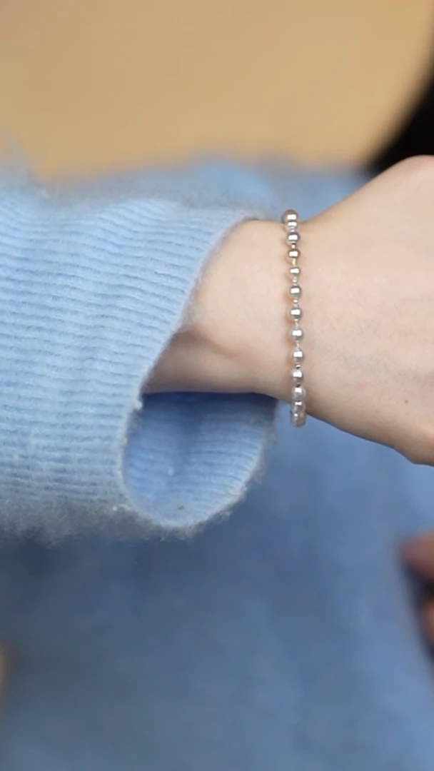 18K金镶嵌手镯海水珍珠4-5真多麻手镯