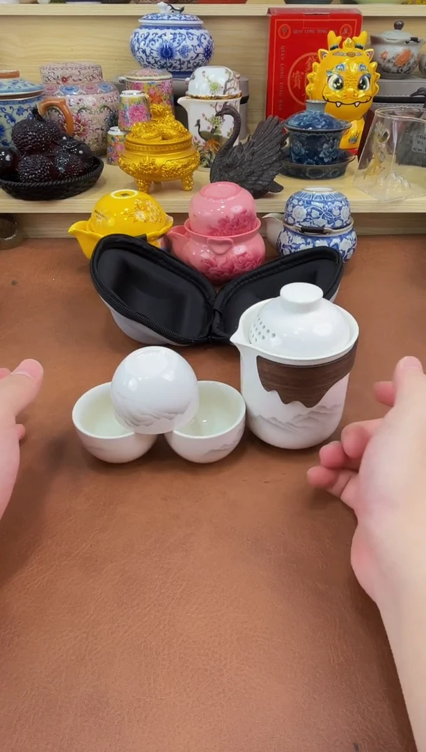 陶瓷茶具摆件旅行套组