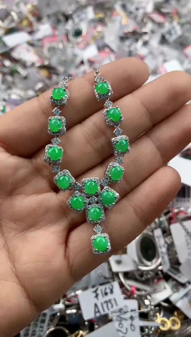 银S925镶嵌戒指翡翠222        7